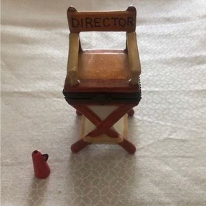 Director chair porcelain hinged trinket box